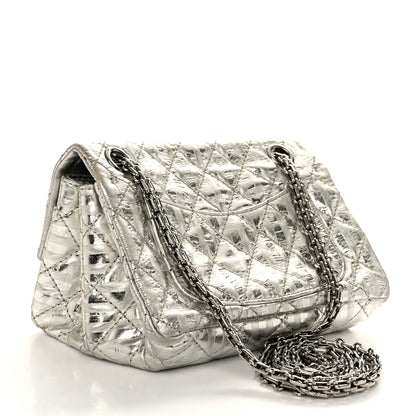 Chanel Metallic Aged Calfskin Striped Accordion Reissue 2.55 Mini Flap Silver 3 of 13
