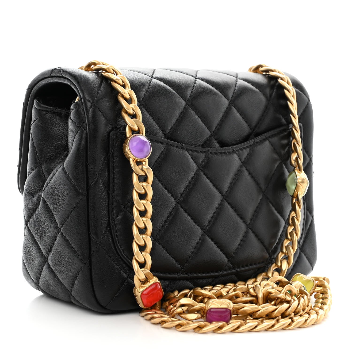 Chanel Lambskin Resin Quilted Mini Pearl Samba Square Flap Black 3 of 11