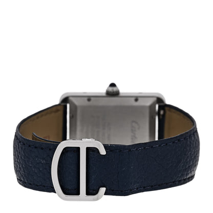 Cartier Stainless Steel Calfskin 31mm Tank Solo Automatic Watch Blue 3 of 4