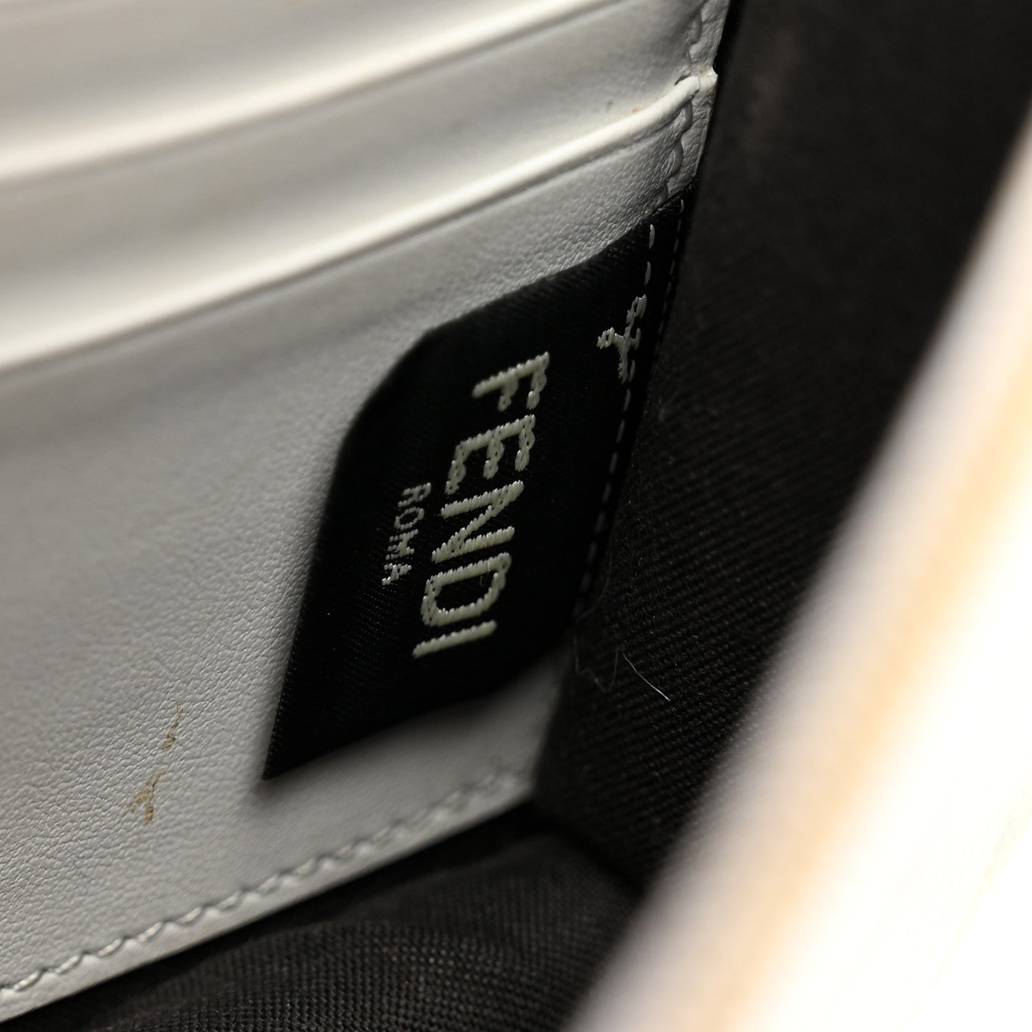 Vitello Cruise F is Fendi FF 1974 Embossed Medium Envelope Wallet On Chain Optical White Maya Black
