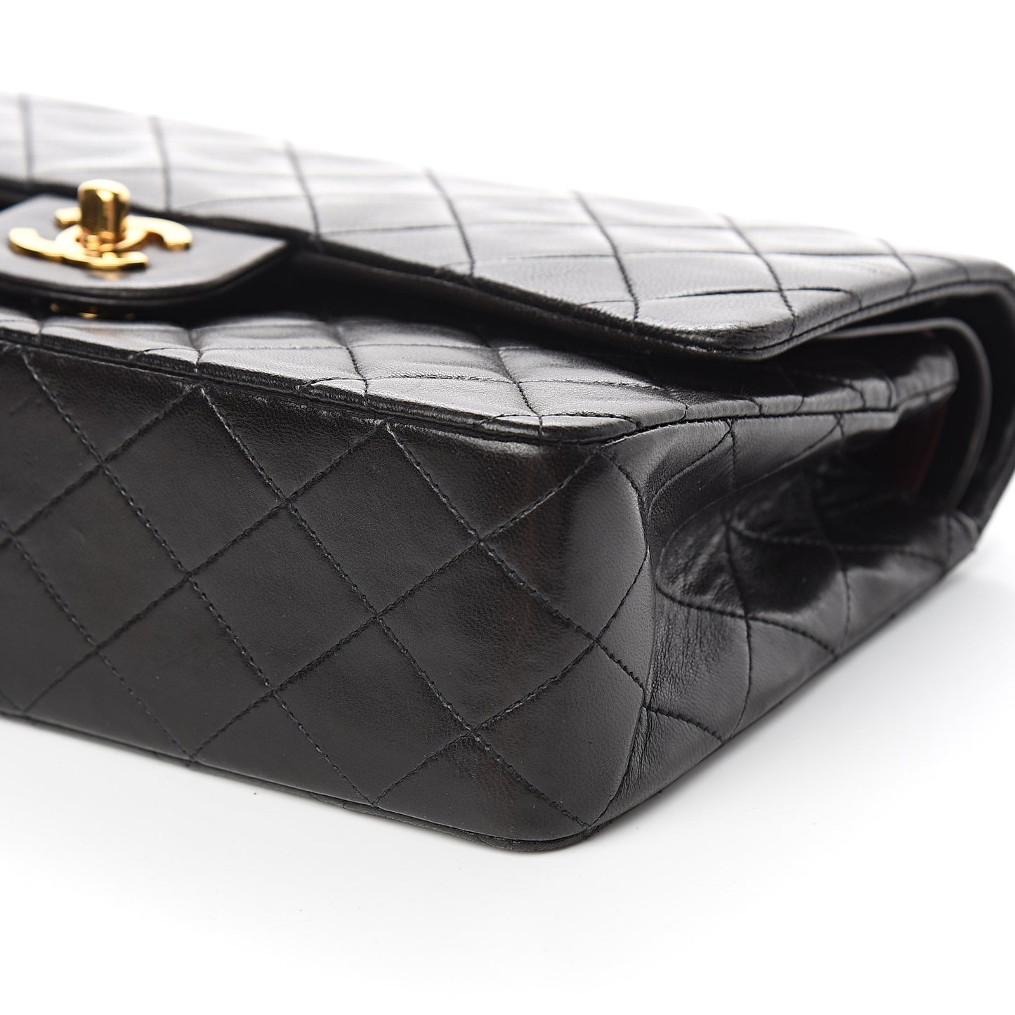 Lambskin Quilted Medium Double Flap Black