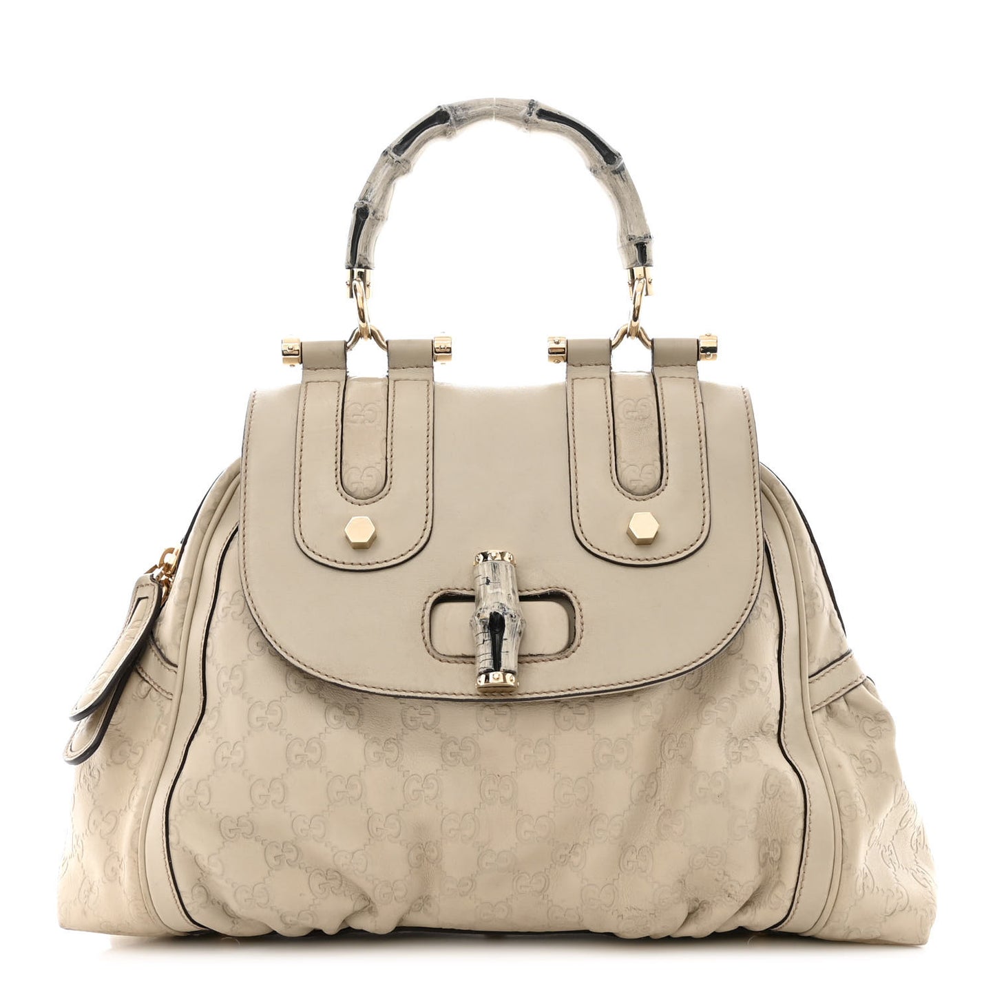 Guccissima Pop Bamboo Top Handle Tote Off White