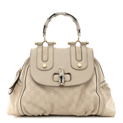 Gucci Guccissima Pop Bamboo Top Handle Tote Off White 1 of 28