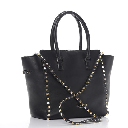 Valentino Garavani Vitello Rockstud Double Handle Tote Black 3 of 17