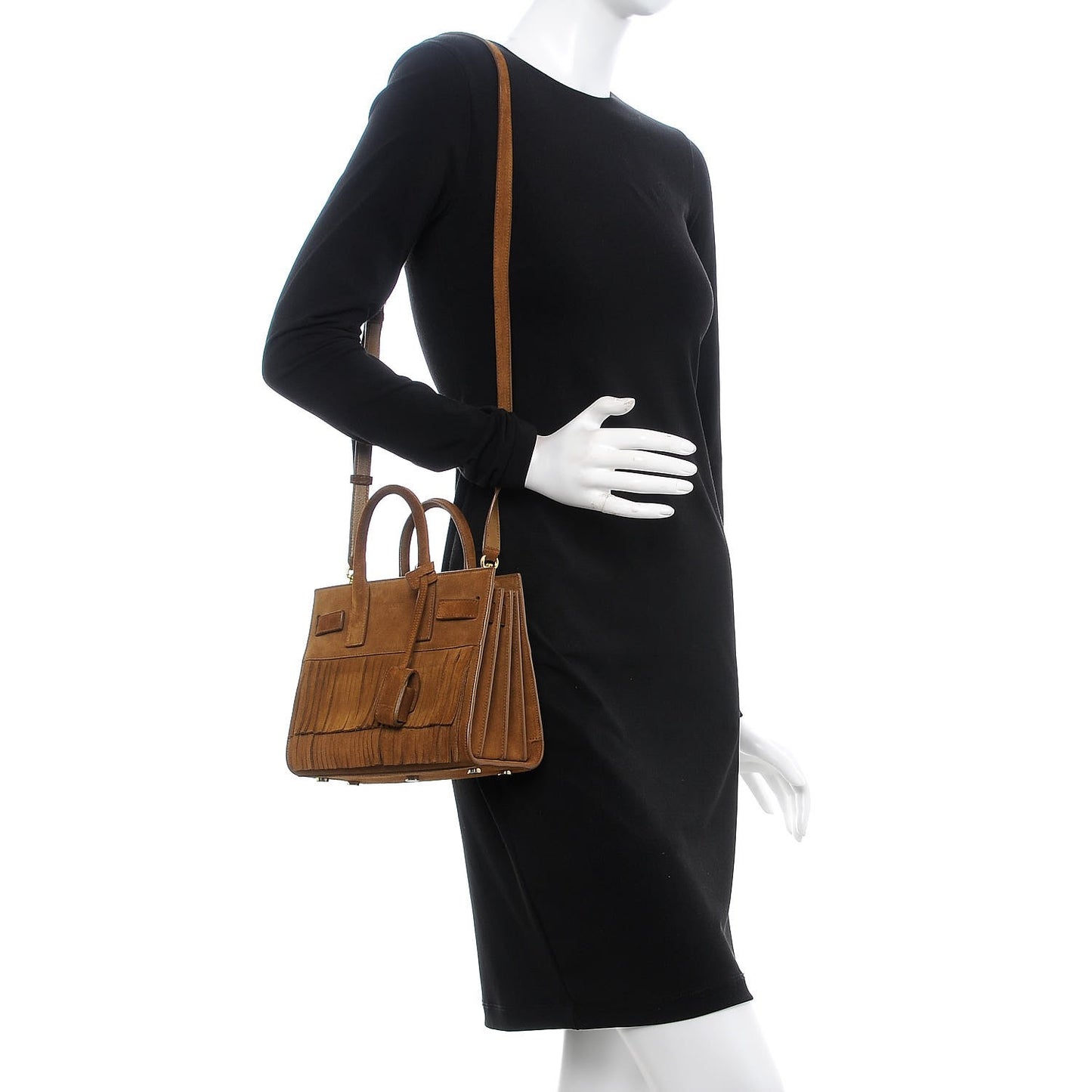 Suede Fringe Nano Sac De Jour Light Ocre