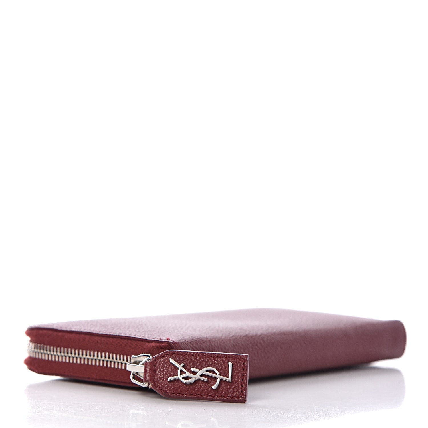 Saint Laurent Grained Calfskin Rive Gauche Zip Around Wallet Palissandre 4 of 9
