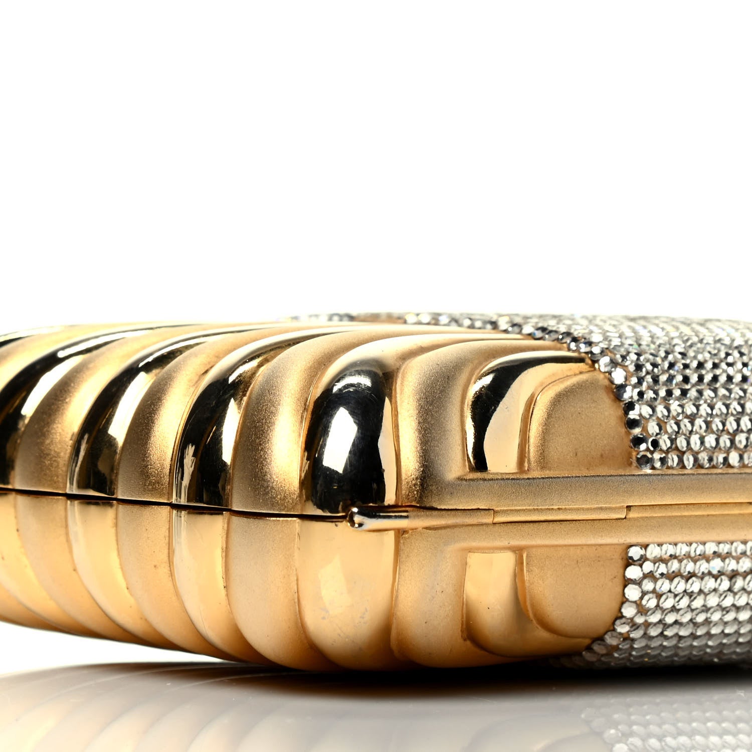 Judith Leiber Swarovski Crystal Minaudiere Clutch Gold 7 of 8