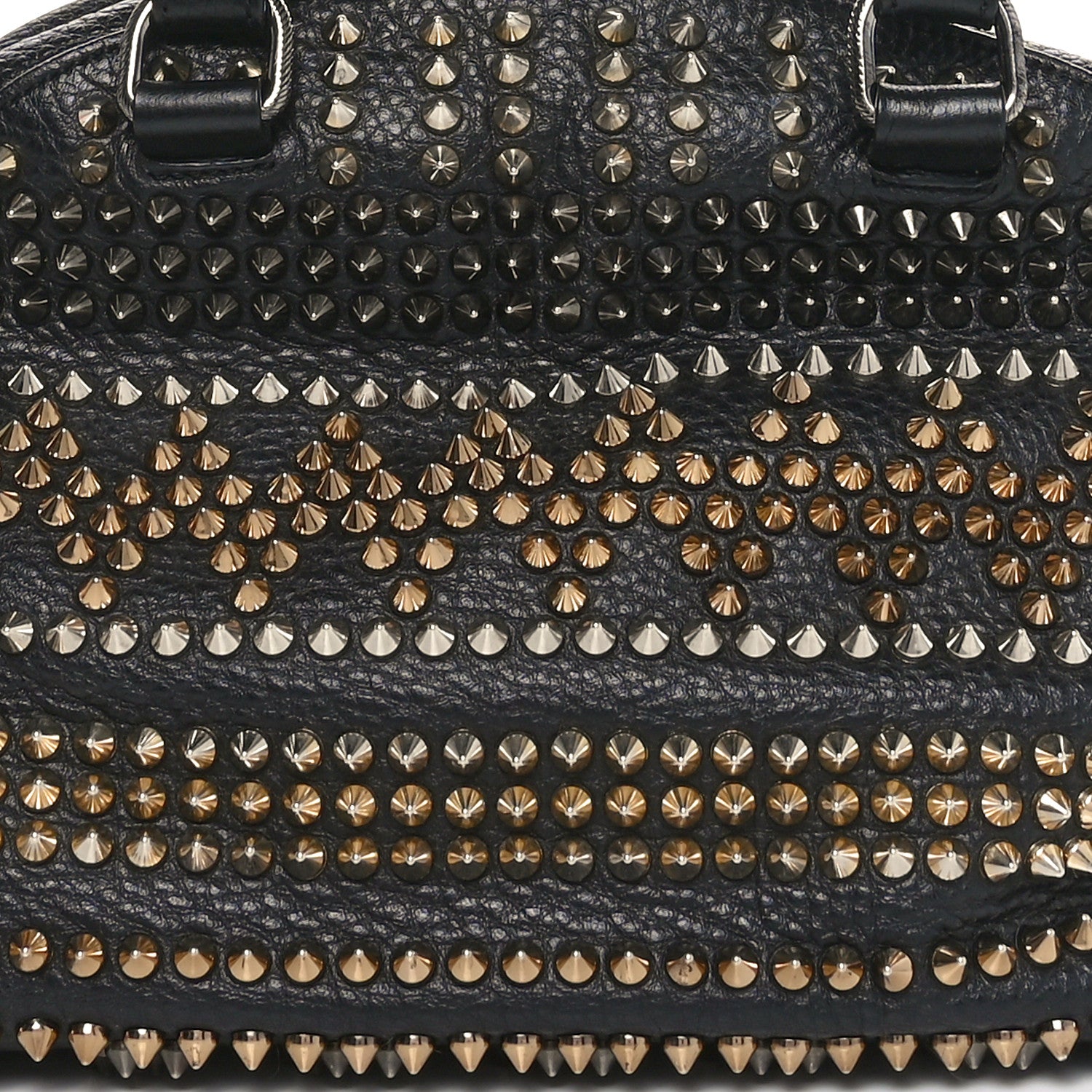 Christian Louboutin Calfskin Mix Chevron Spikes Small Panettone Bowling Bag Black 7 of 9