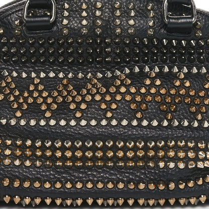 Christian Louboutin Calfskin Mix Chevron Spikes Small Panettone Bowling Bag Black 7 of 9