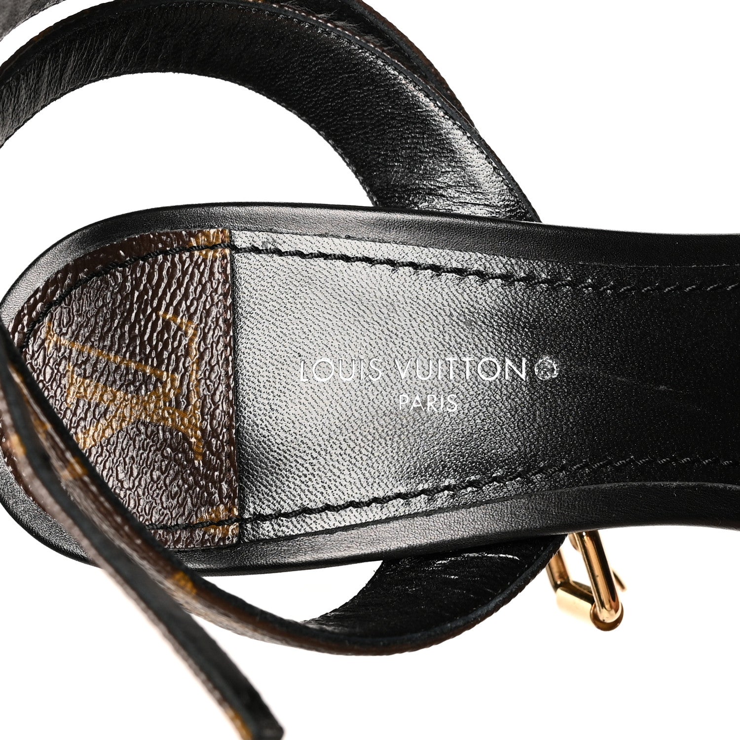 Louis Vuitton Patent Monogram Afterglow Platform Sandals 38.5 Black 7 of 9