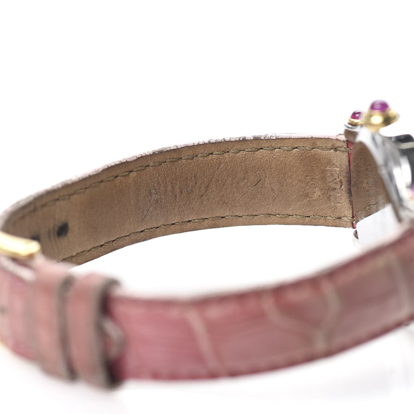 Stainless Steel 18K Yellow Gold Alligator Diamond Pink Mother of Pearl 33mm Happy Sport Moon Star Quartz Watch