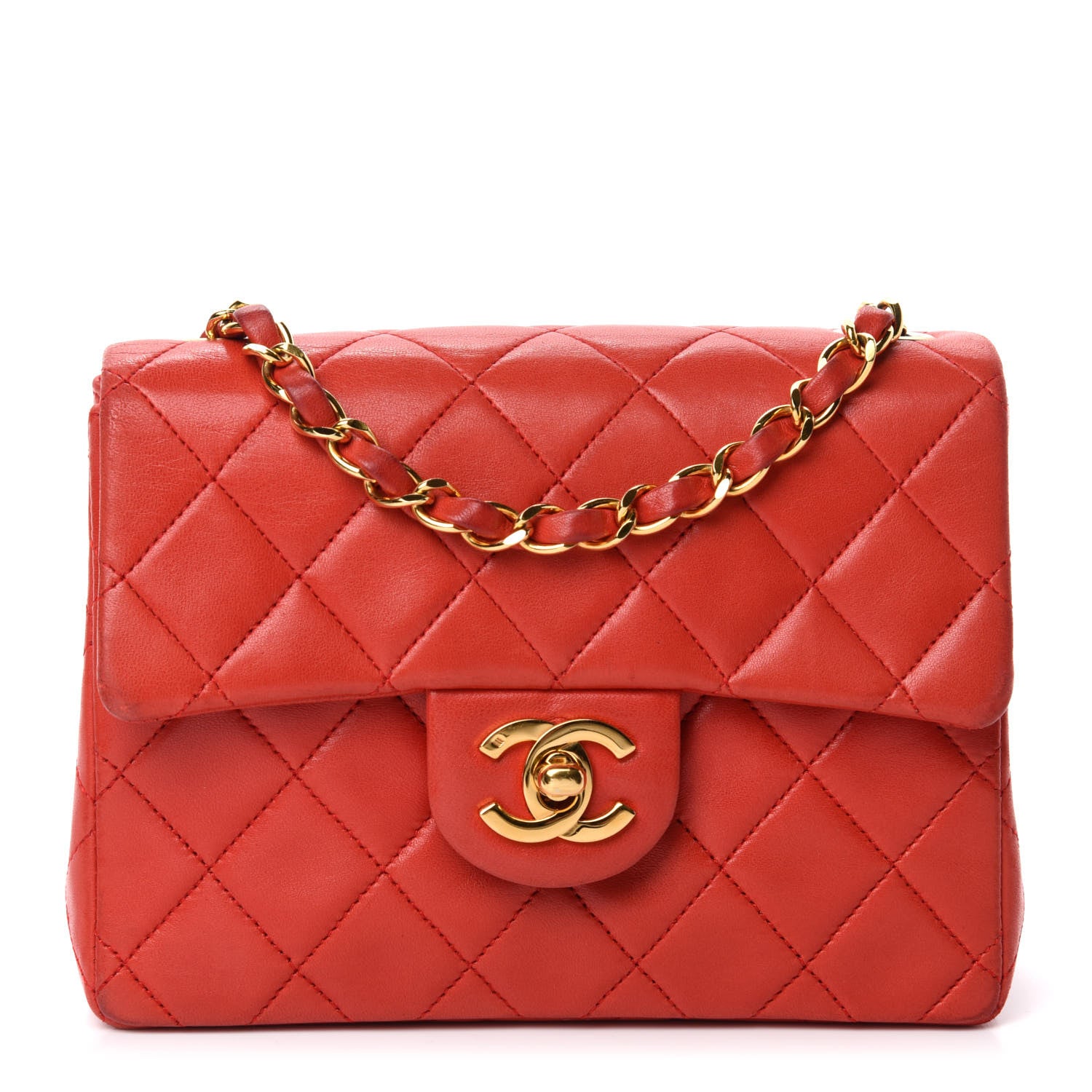 Chanel Lambskin Quilted Mini Square Flap Red 1 of 14