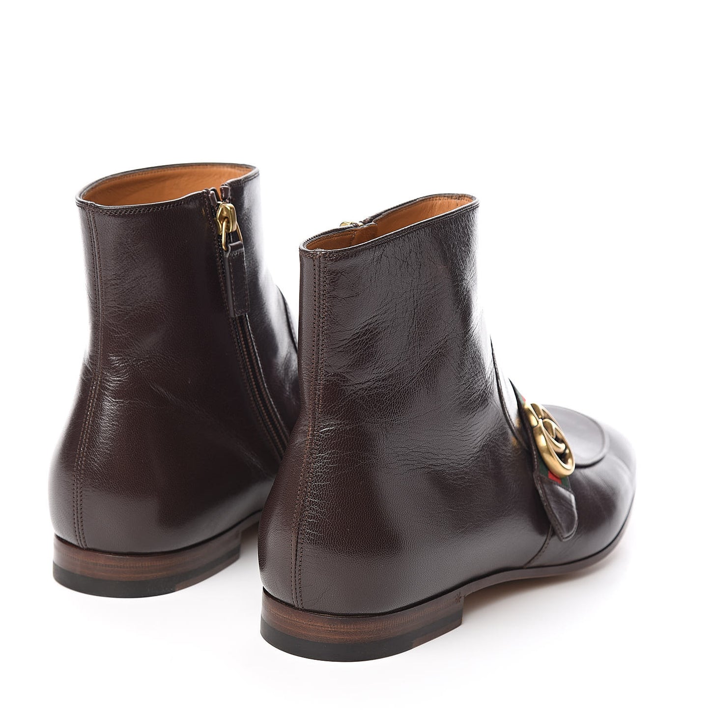 Goatskin Web Mens GG Ankle Boots 9 Cocoa