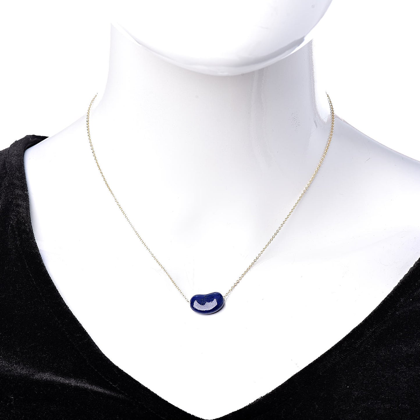 18K Yellow Gold Lapis Lazuli Elsa Peretti Bean Pendant Necklace