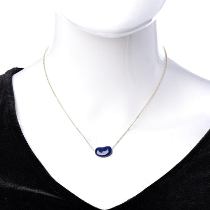 Tiffany 18K Yellow Gold Lapis Lazuli Elsa Peretti Bean Pendant Necklace 2 of 10