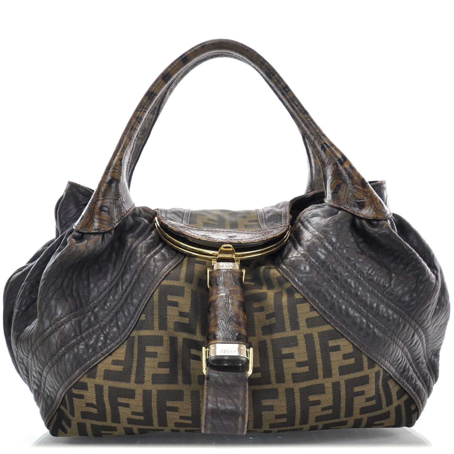 Fendi Zucca Nappa Nuvolata Vitello Tortuga Spy Tobacco Moro 1 of 11
