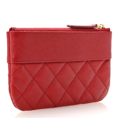 Chanel Caviar Quilted Small Vintage Mademoiselle Cosmetic Case Red 3 of 8