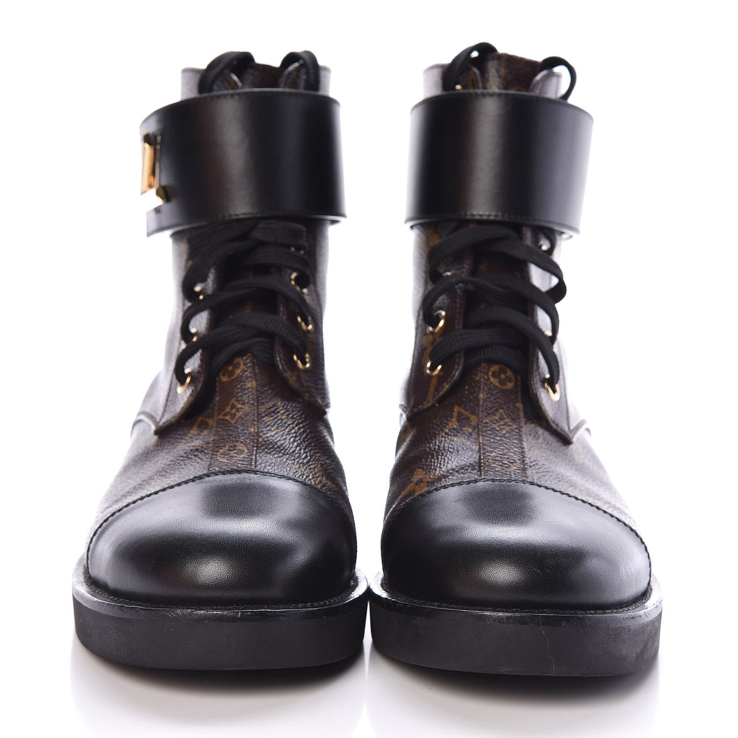 Calfskin Monogram Wonderland Flat Ranger Boots 38 Black