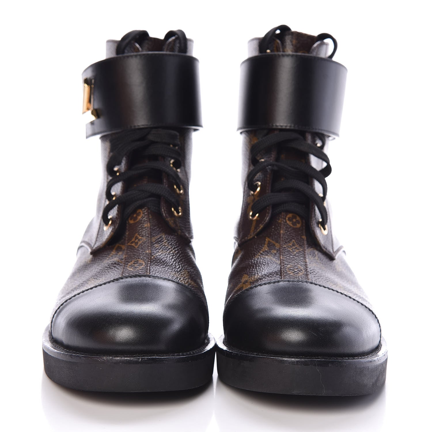 Louis Vuitton Calfskin Monogram Wonderland Flat Ranger Boots 38 Black 2 of 9