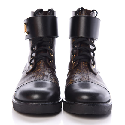 Louis Vuitton Calfskin Monogram Wonderland Flat Ranger Boots 38 Black 2 of 9