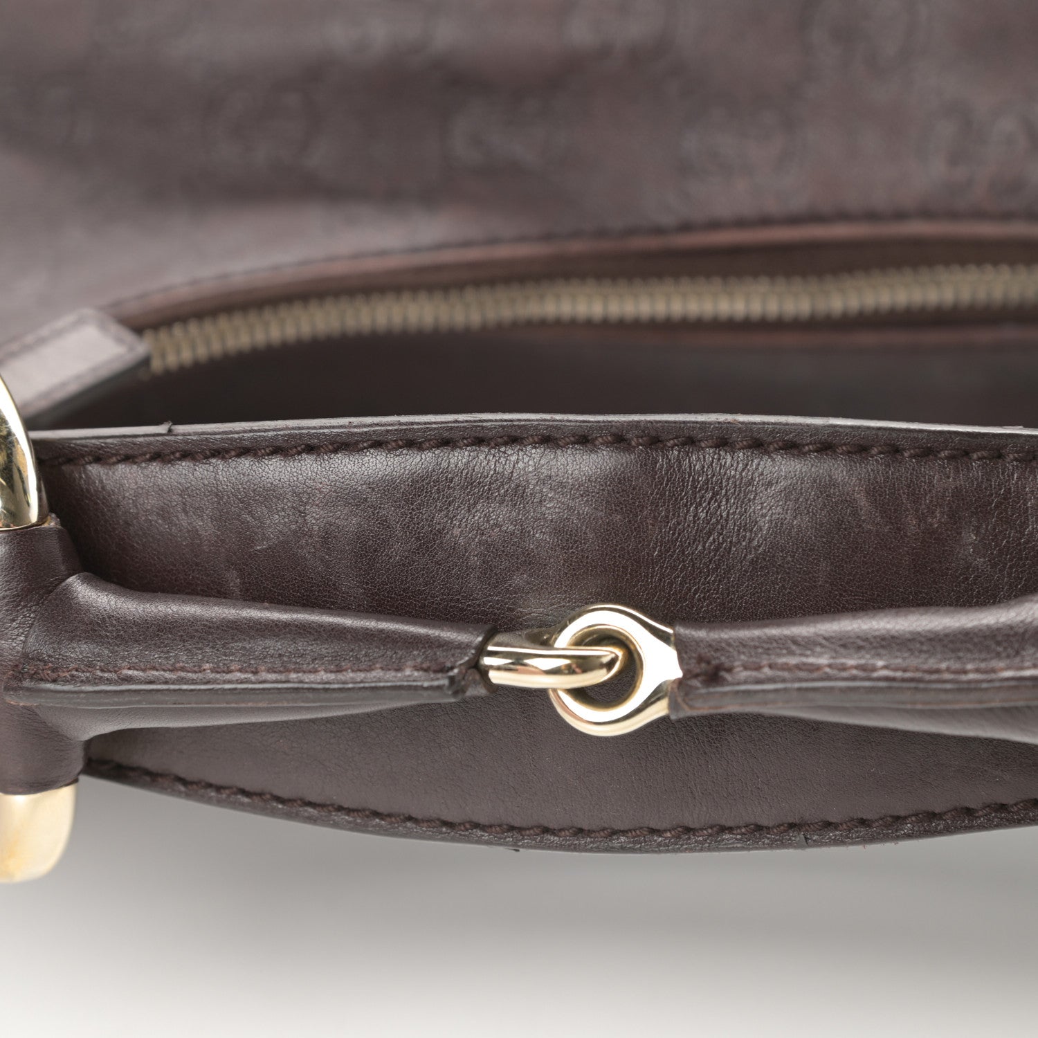 Gucci Guccissima Medium Horsebit Chain Hobo Dark Brown 14 of 15