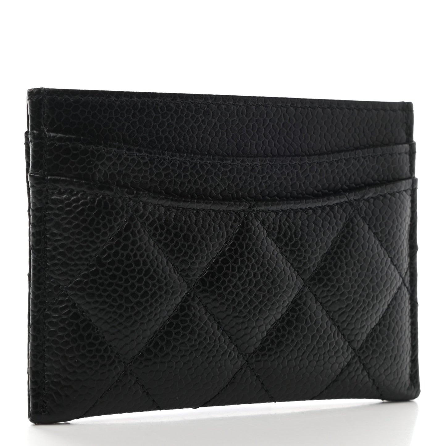 Caviar Quilted Card Holder Black