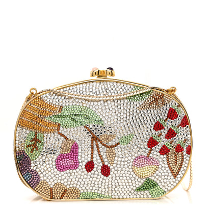 Judith Leiber JUDITH LEIBER Crystal Flower Minaudiere Clutch Gold 1 of 8
