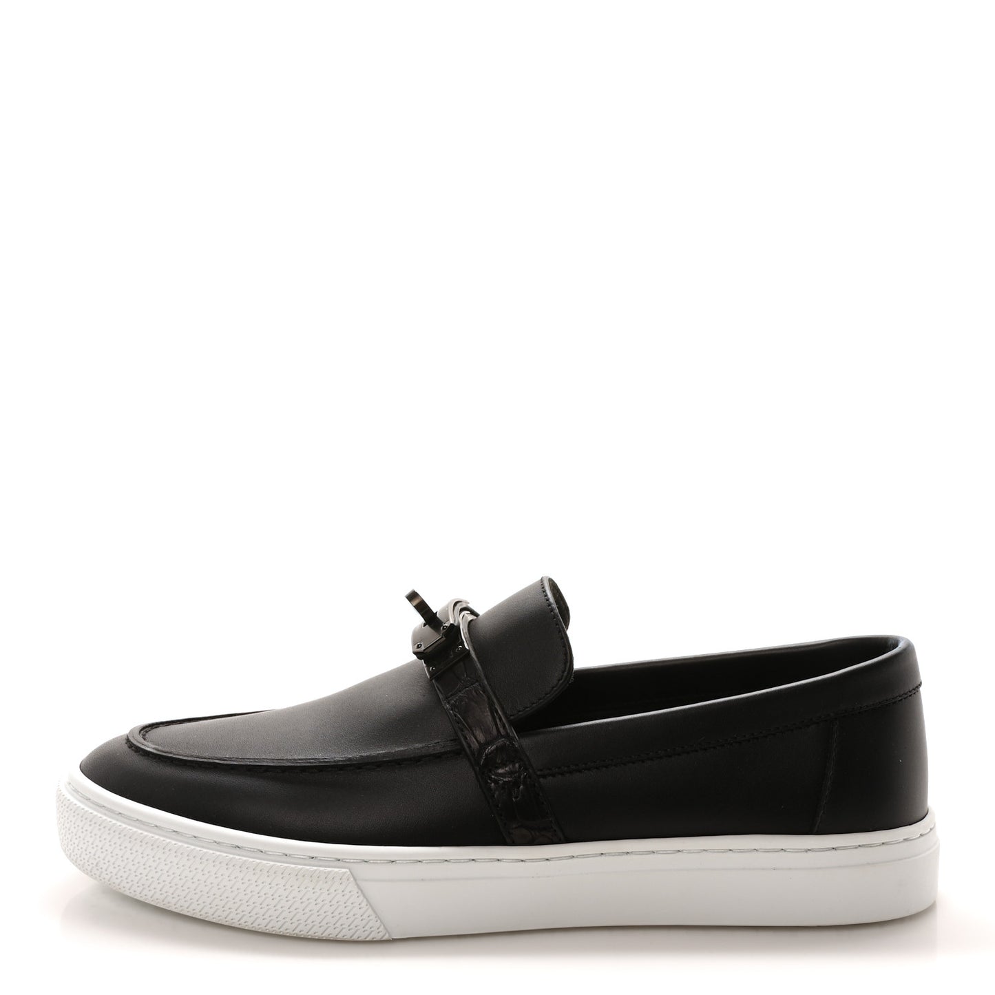 Calfskin Crocodile Game Slip On Sneakers 40 So Black
