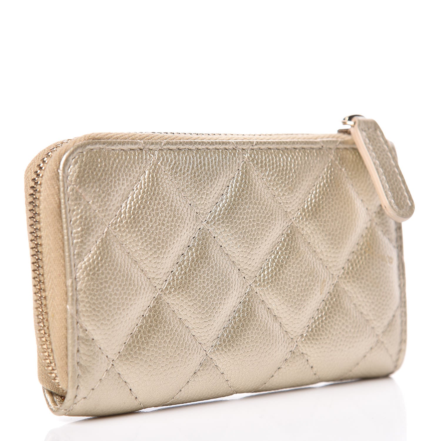 Chanel Metallic Caviar Quilted Key Holder Case Light Gold 3 of 12