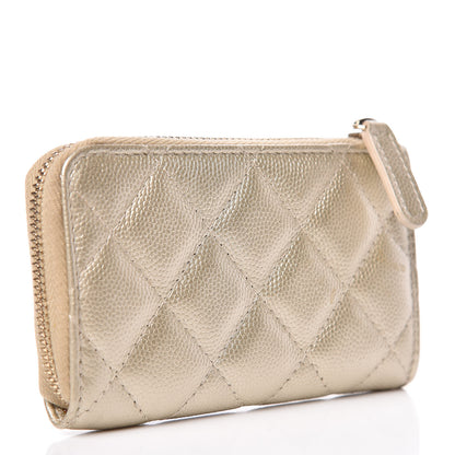 Chanel Metallic Caviar Quilted Key Holder Case Light Gold 3 of 12