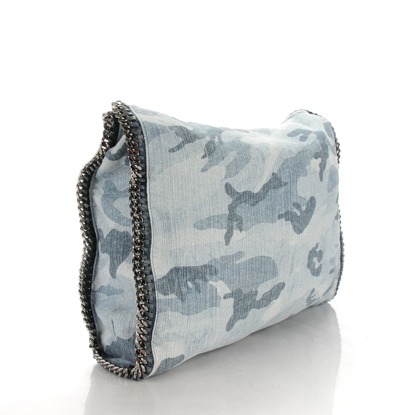 Denim Camo Print Big Falabella Tote Pale Blue