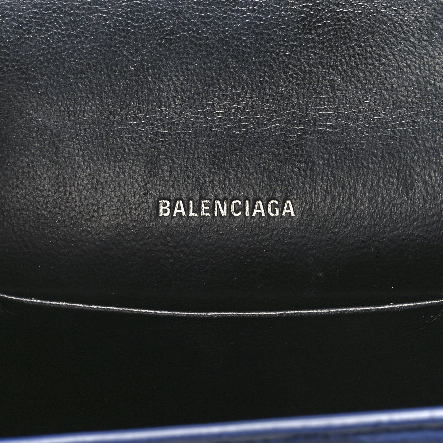Balenciaga Shiny Calfskin Crocodile Embossed XS Sharp Top Handle Bag Navy 6 of 11