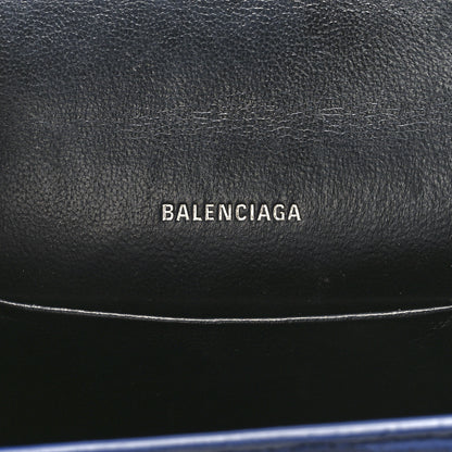 Balenciaga Shiny Calfskin Crocodile Embossed XS Sharp Top Handle Bag Navy 6 of 11