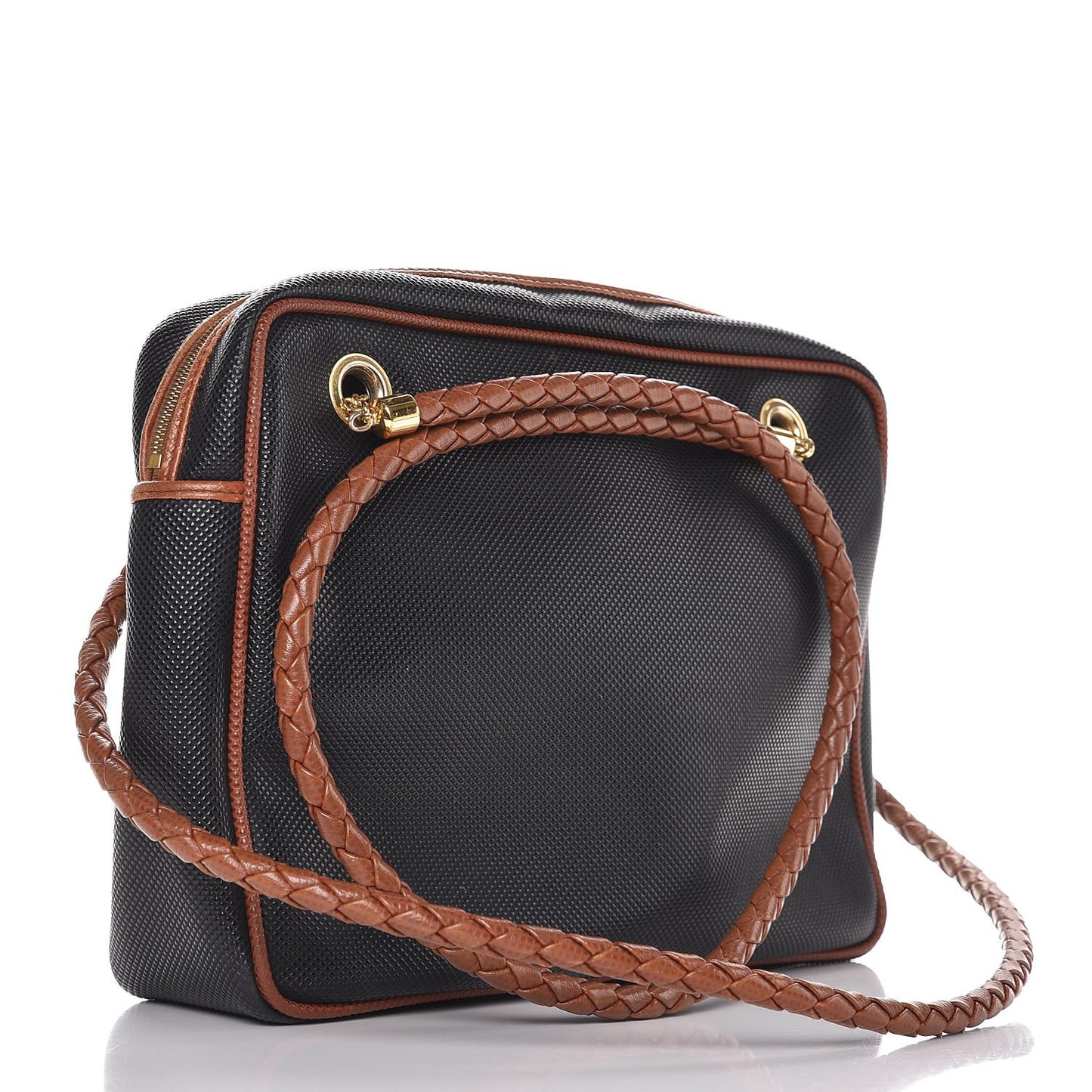 Rubberized Canvas Braided Handle Bag Navy
