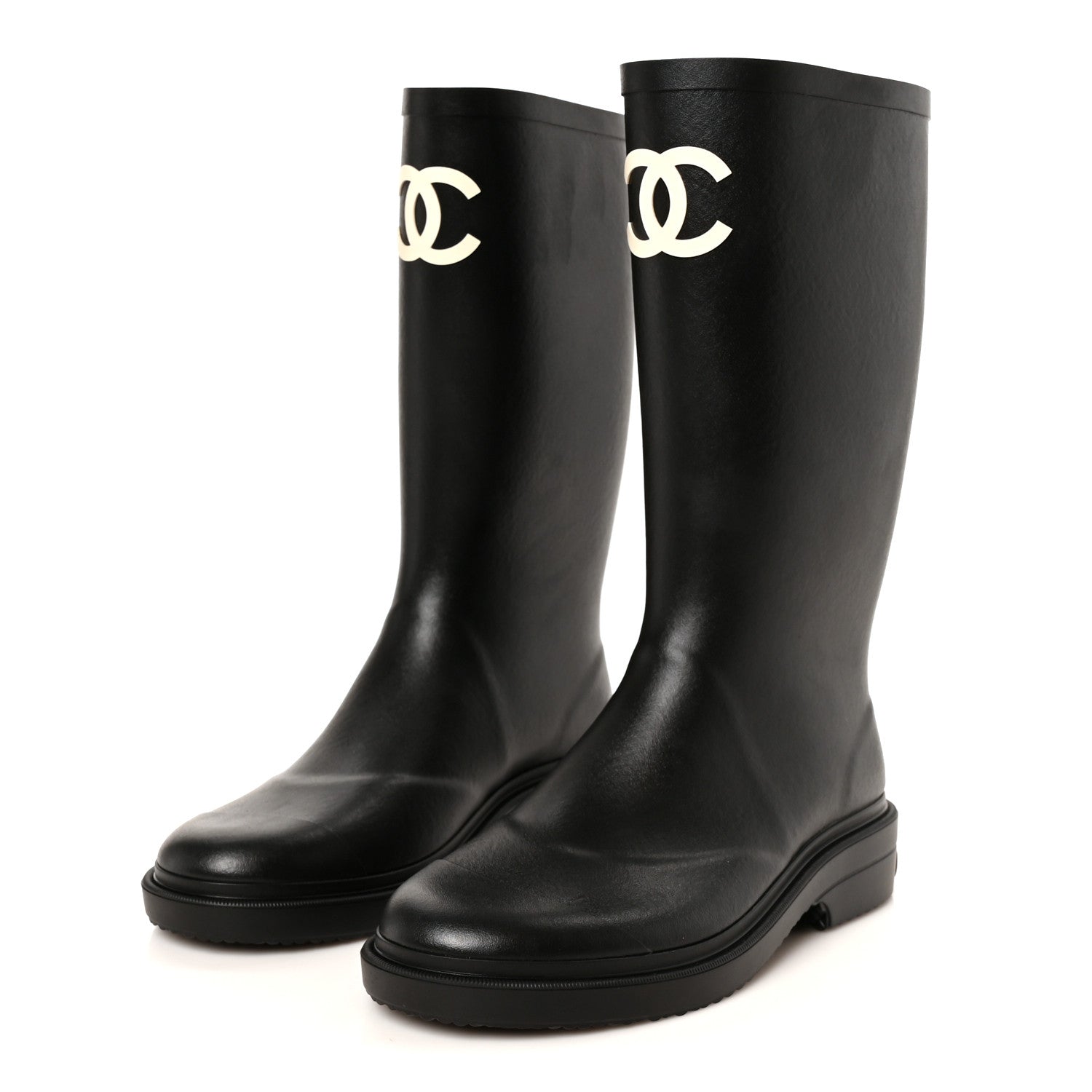 Chanel Caoutchouk CC High Boots 39 Black 4 of 10