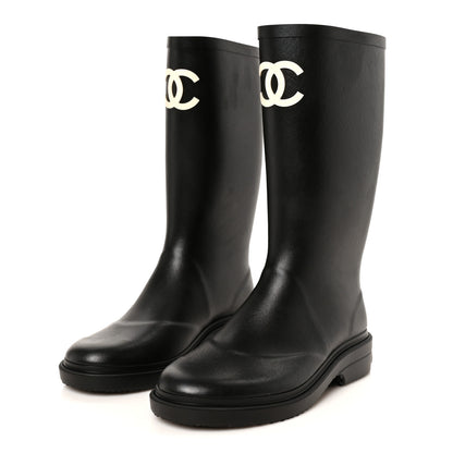 Chanel Caoutchouk CC High Boots 39 Black 4 of 10
