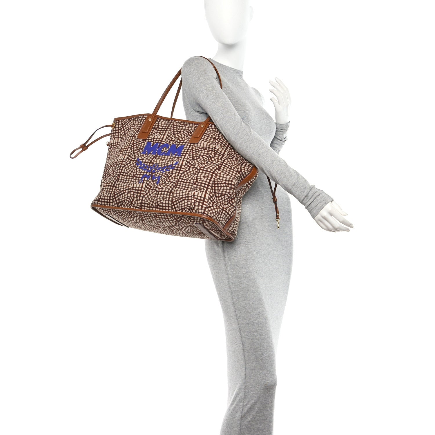 MCM Visetos Large Liz Reversible Shopper Tote Cognac 2 of 15