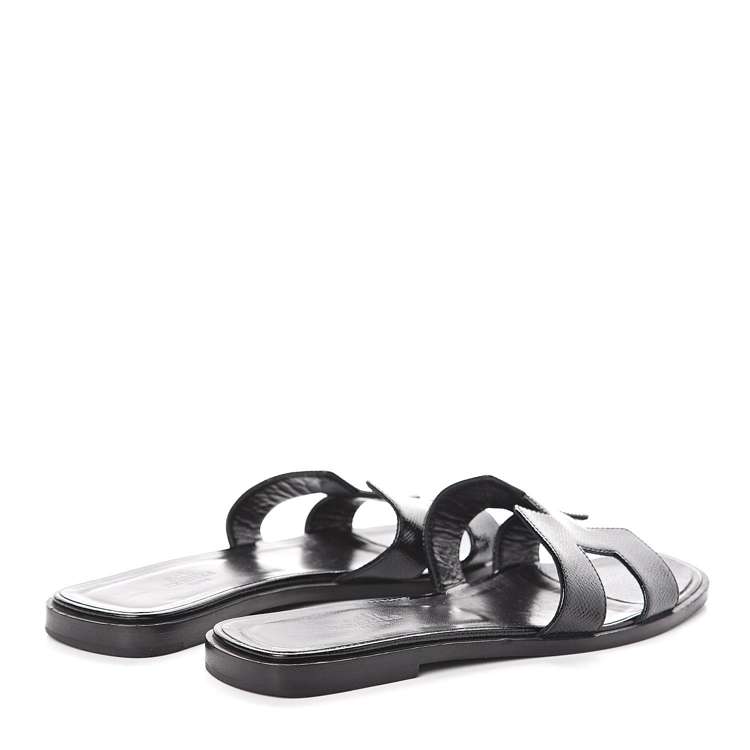 Hermes Patent Epsom Oran Sandals 37.5 Black 4 of 7