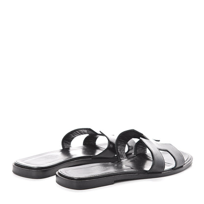 Hermes Patent Epsom Oran Sandals 37.5 Black 4 of 7