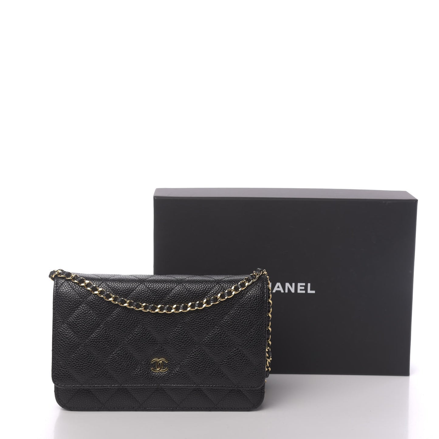 Caviar Quilted Wallet On Chain WOC Black