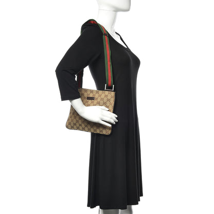 Gucci Monogram Web Small Flat Messenger Bag Brown 2 of 11