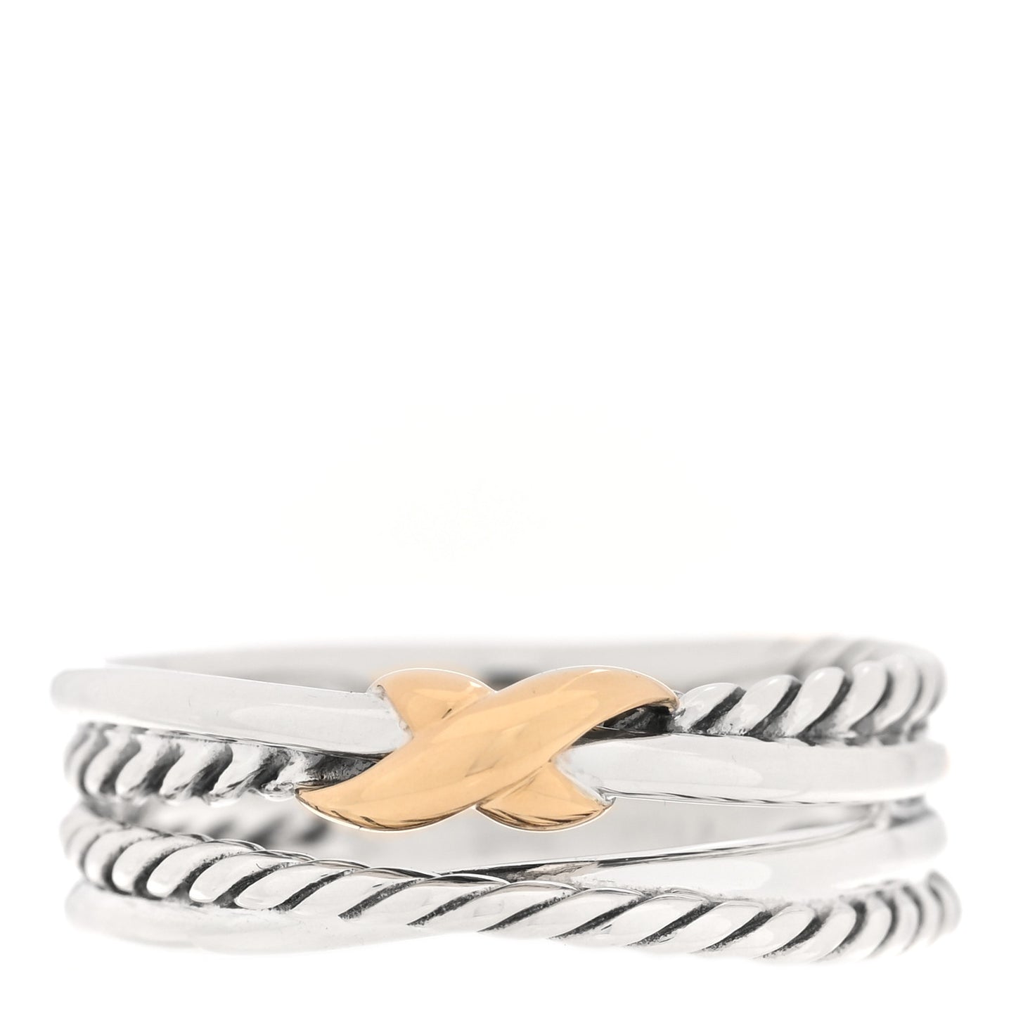 Sterling Silver 18K Yellow Gold 6mm X Crossover Ring 54 7