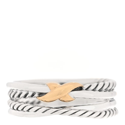 David Yurman Sterling Silver 18K Yellow Gold 6mm X Crossover Ring 54 7 1 of 4