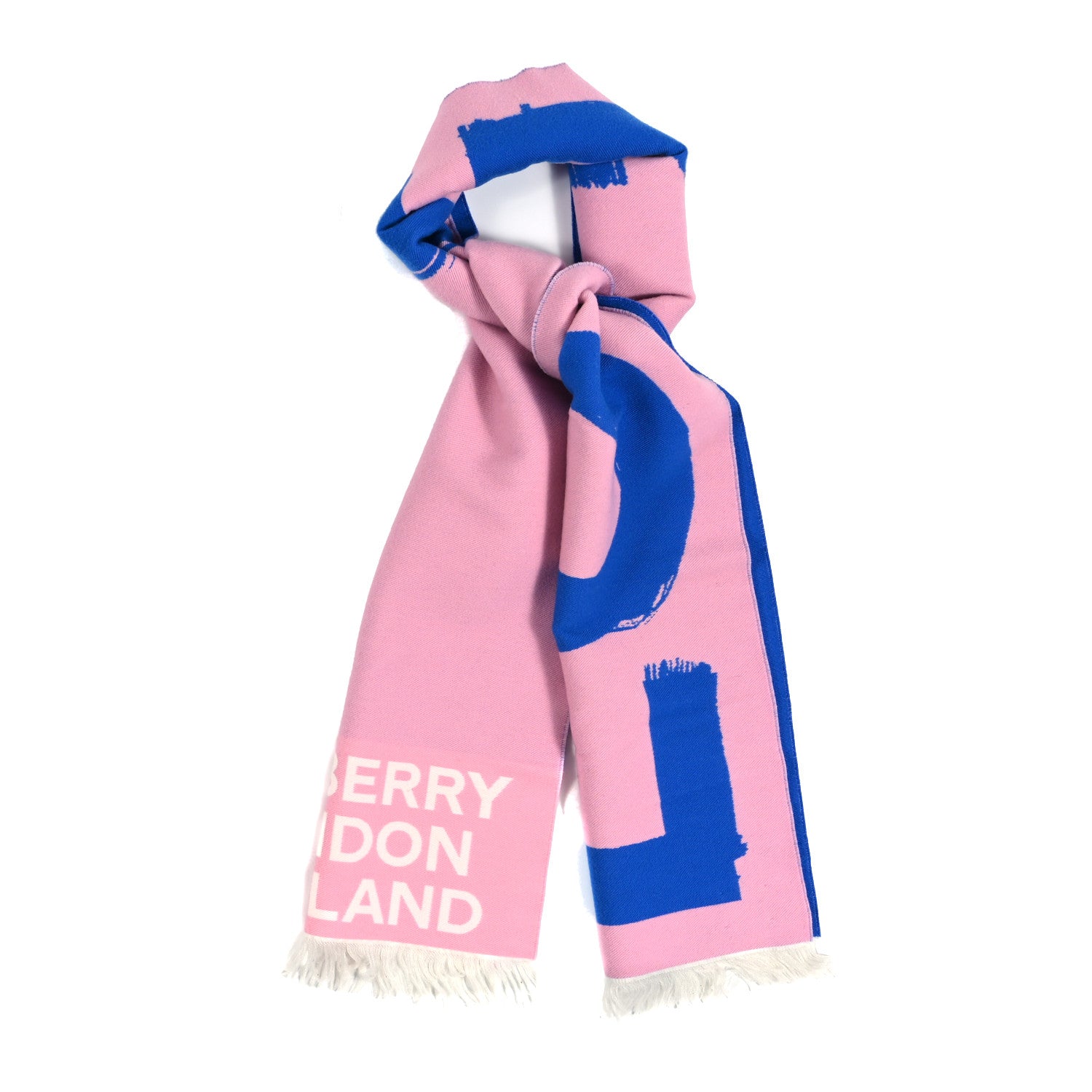 Burberry Wool Silk Love Logo Scarf Blue 1 of 4