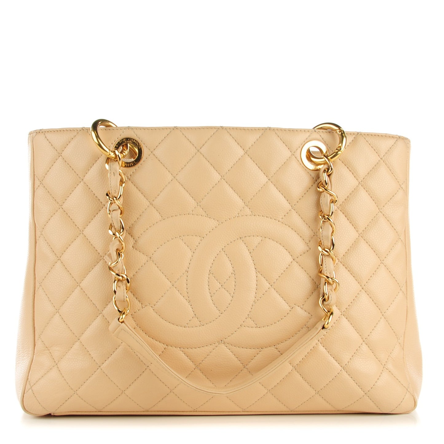 Caviar Quilted Grand Shopping Tote GST Beige Clair