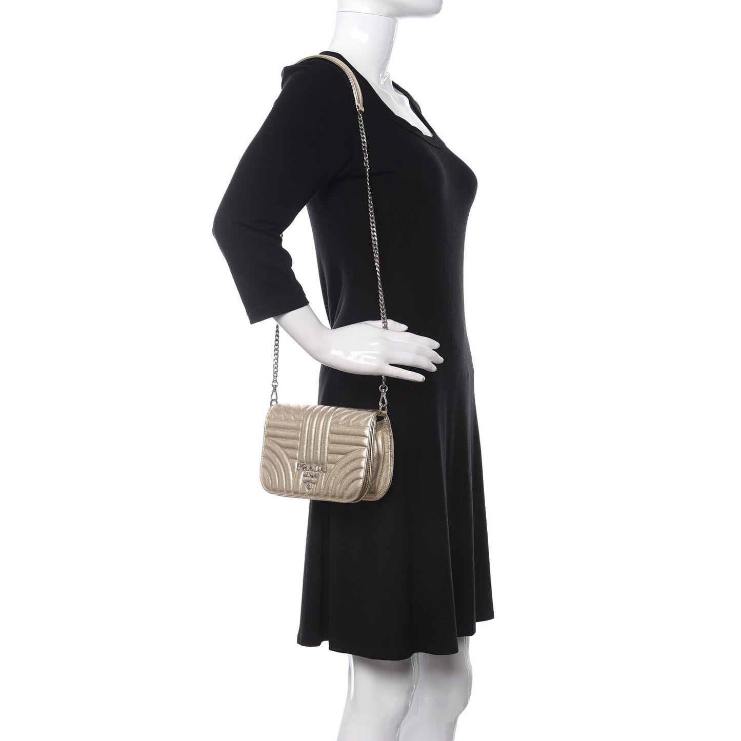 Metallic Nappa Impunture Small Diagramme Crossbody Bag Gold