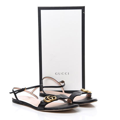 Gucci Lifford Calfskin GG Marmont Ankle Wrap Flat Sandals 41 Black 18 of 18