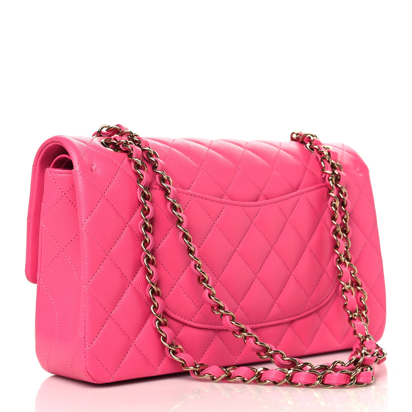 Caviar Quilted Medium Double Flap Pink