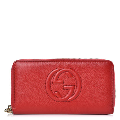 Gucci Pebbled Calfskin Soho Zip Around Wallet Red 1 of 9