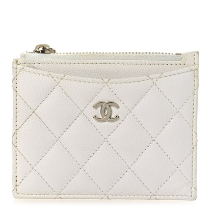 Chanel Caviar Quilted CC Zip Card Holder White 1 of 10